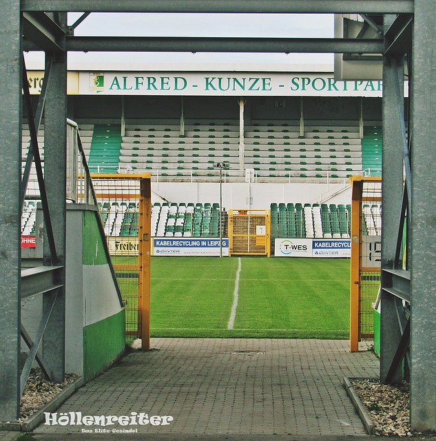 Einen leeren Alfred-Kunze-Sportpark wie hier vor dem Spiel gegen den FSV Zwickau 2017 erwarten die Mannschaften auch heute. 